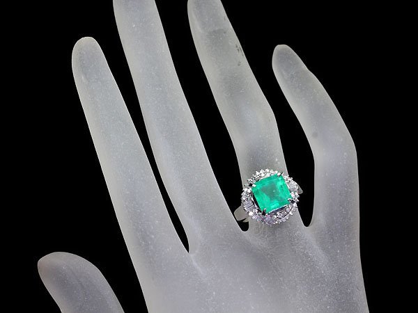 ZM10994S【1円～】新品【RK宝石】≪Emerald≫ 豪華絢爛!! 上質エメラルド 特大3.438ct 極上ダイヤモンド Pt900 超高級リング ダイヤの画像6