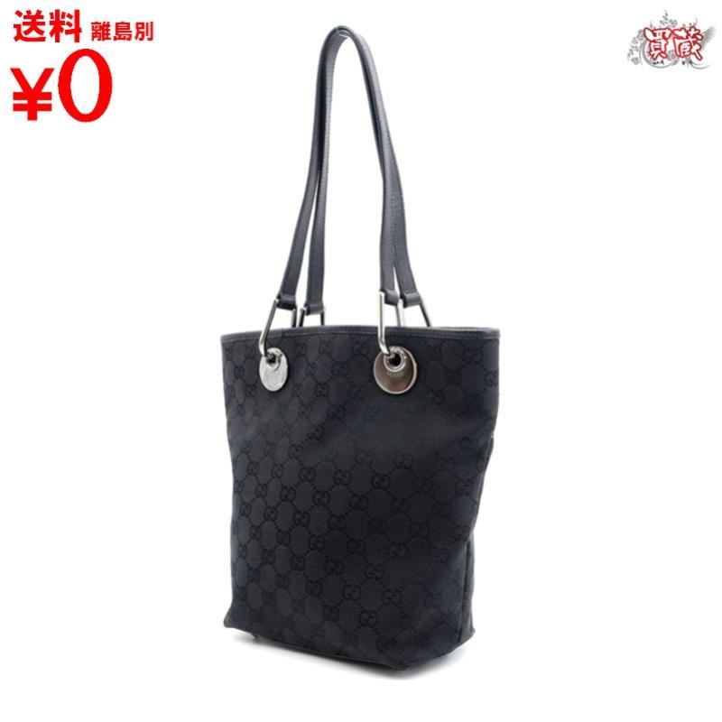 買蔵 GUCCI グッチ GGキャンバス トートバッグ 120840 レザー ブラック メンズ