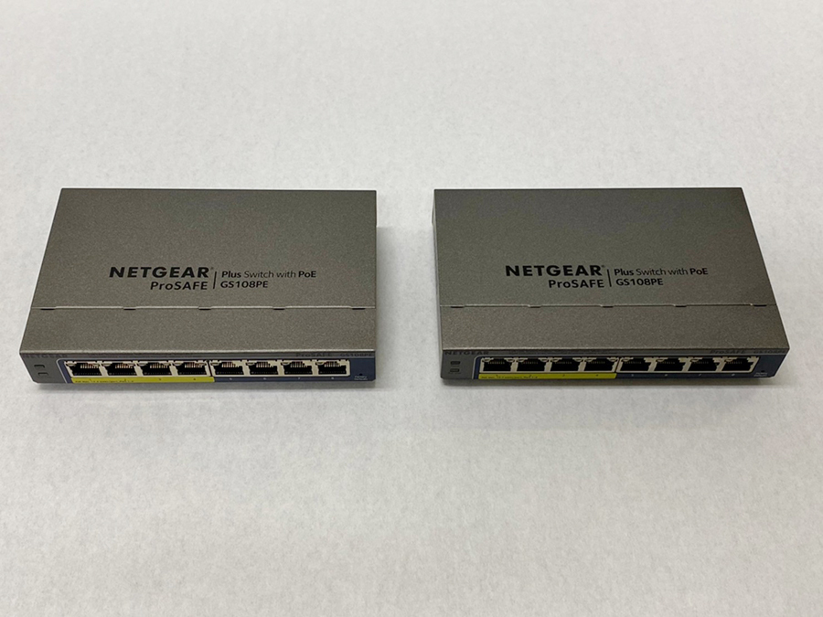 ＜中古 清掃済＞2台セット NETGEAR GS108PE PoE対応ギガ8ポート 初期化 動確済 ファーム V.2.06.24JP 送料無料 領収書発行_画像3