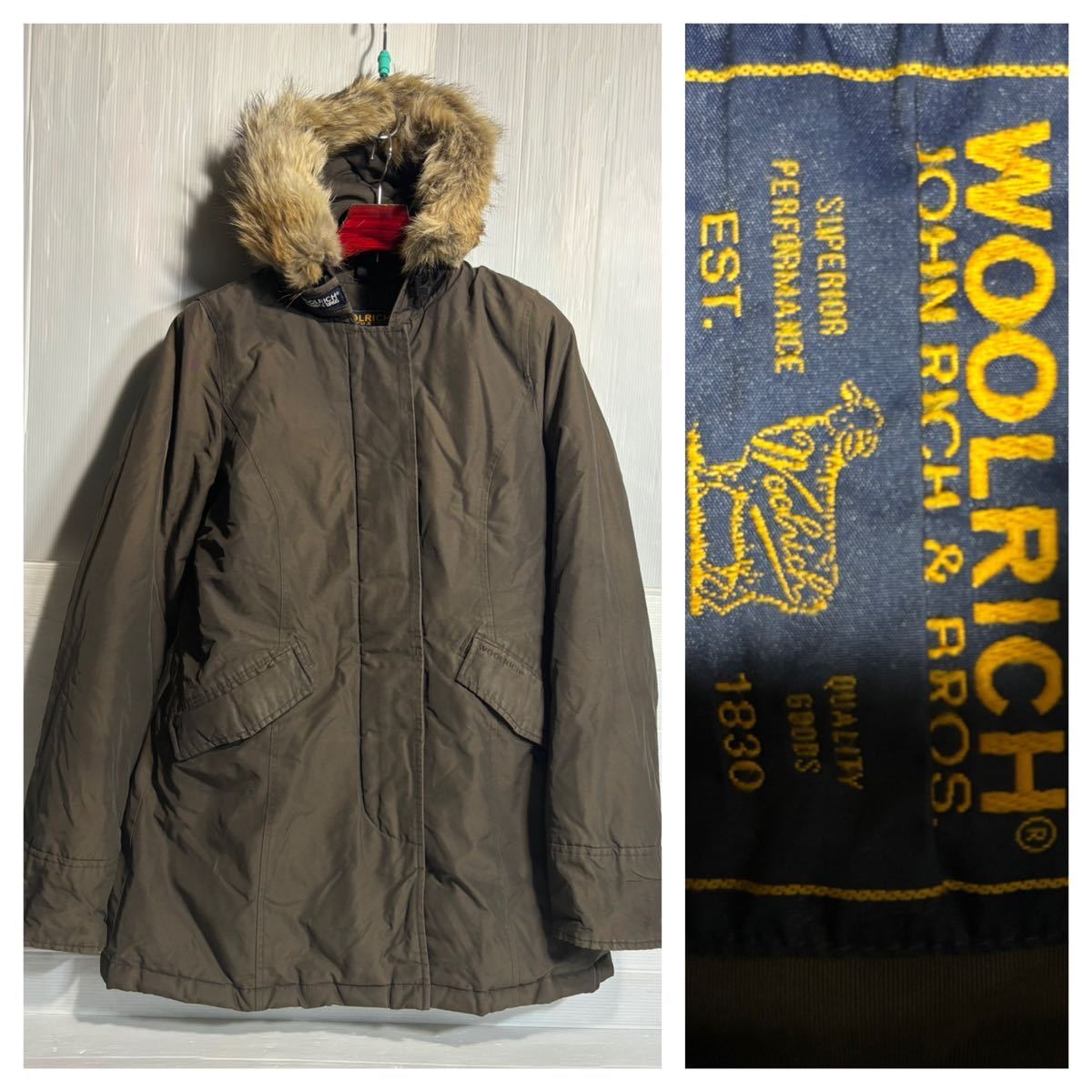 WOOLRICH JOHN RICH & BROS ウールリッチウーレンミルズ　着脱ファー　フーディ ダウンパーカー　ジャケット 茶 S アークティックパーカー