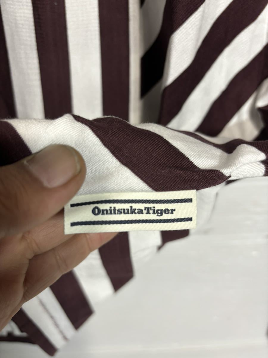 ONITSUKA TIGER オニツカタイガー　アシックス　× ANDREA POMPILIO アンドレアポンピリオ　白×茶？紫？　L 切替　カットソー　ロンT_画像7