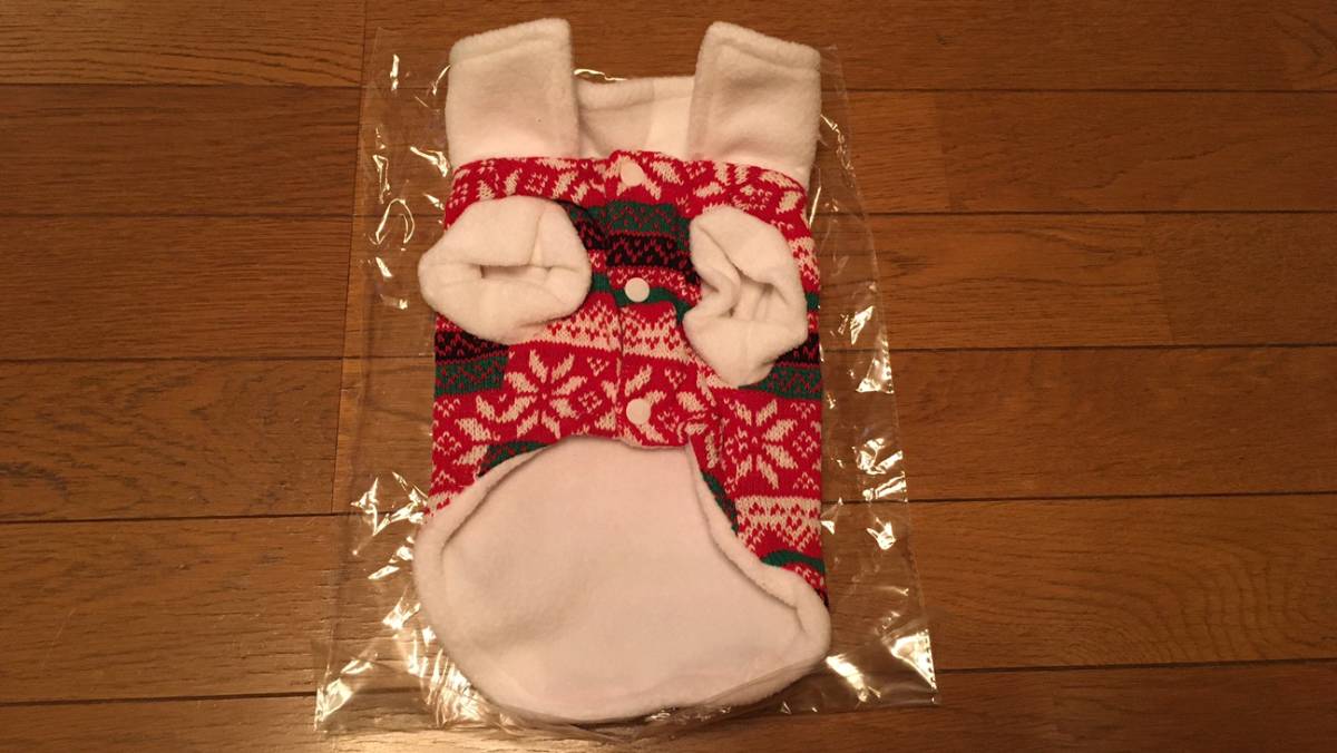 犬　服　セーター　クリスマス　2つ脚を出す　ブラック　レッド　2点セット_画像7