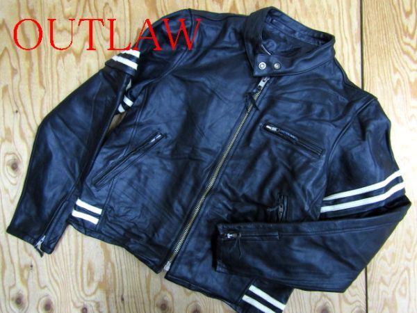 ★アウトロー OUTLAW★メンズ 牛革カウハイド デタッチャブル レザーシングルライダースジャケット★R60218048A_画像1