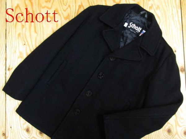 ★SCHOTT ショット★USA製　メルトンウール シングルピーコート ブラック 40★R60225034A_画像1