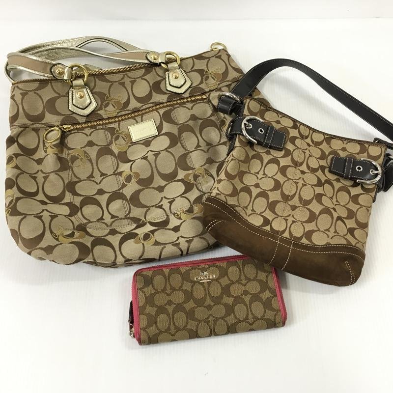 TEI 【中古品】 COACH コーチ 3点まとめ シグネチャーウォレット ショルダーバッグ ポピーグラムトート 〈181-240212-MA-22-TEI〉