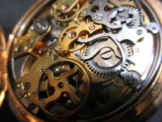 古い　スイス製　WARRANTED　GOLD FILLED　20years からくり時計？横のボタンを押すと数回たたく懐中時計　ジャンク_画像7