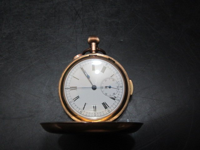 古い　スイス製　WARRANTED　GOLD FILLED　20years からくり時計？横のボタンを押すと数回たたく懐中時計　ジャンク_画像2