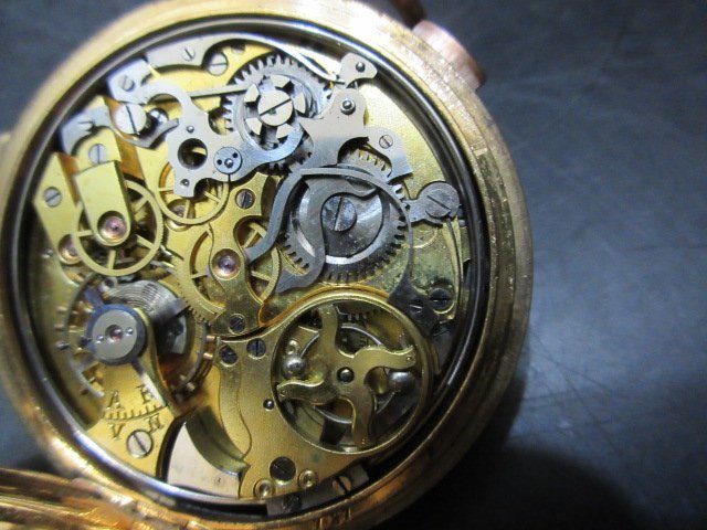 古い　スイス製　WARRANTED　GOLD FILLED　20years からくり時計？横のボタンを押すと数回たたく懐中時計　ジャンク_画像6
