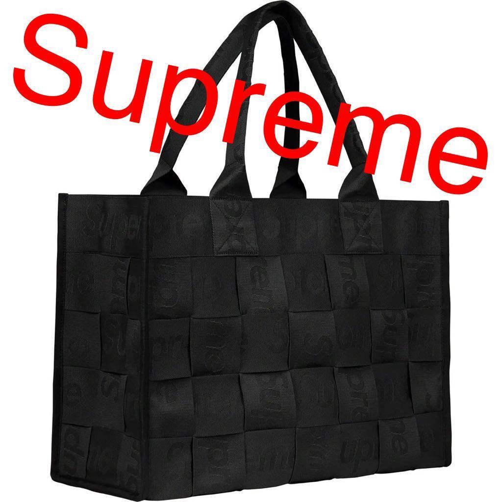 23SS 新品 Supreme Woven Large Tote Bag シュプリーム ウーブン トートバッグ ブラック Black 黒 オンライン購入 バックパック バックの画像1