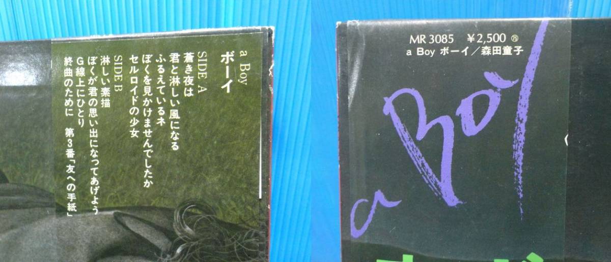 【YU546】LPレコード 12インチ 森田童子 A BOY ボーイ MR3085 アルバム 昭和 1977年 _画像4