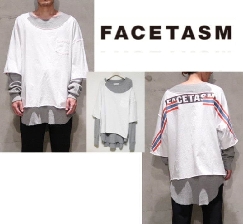 43,483円新品タグ付き【 FACETASM ファセッタズム】レイヤード 長袖Tシャツ カットソー 1(S-M) v4600