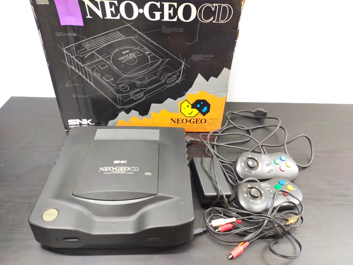 1円〜☆SNK ネオジオCD 本体 一式 ＋ コントローラー2個 箱付き ソフト付き NEOGEO-CD CD-T01_画像1