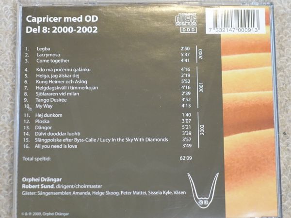 【CD】 Capricer med OD del.8 ：2000-2002 ／ オルフェイ・ドレンガー（スウェーデン王立男声合唱団）　　　　　ODCD-AP08_画像2