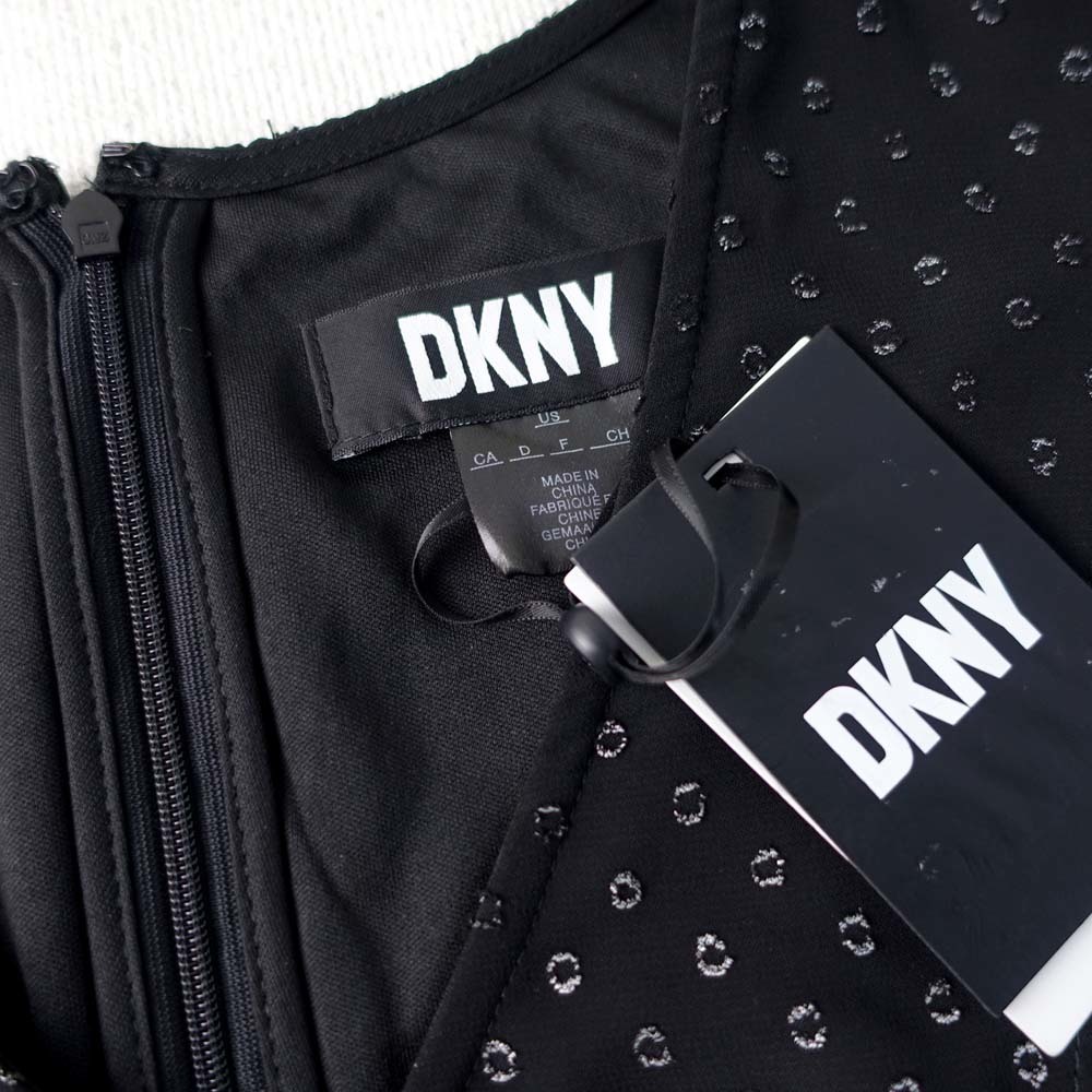 新品 DKNY 16/21号 ダナキャラン 黒 シフォン ドット柄 ワンピース パーティドレス 大きいサイズ 結婚式 二次会 披露宴 お呼ばれ 葵30K0608_画像8