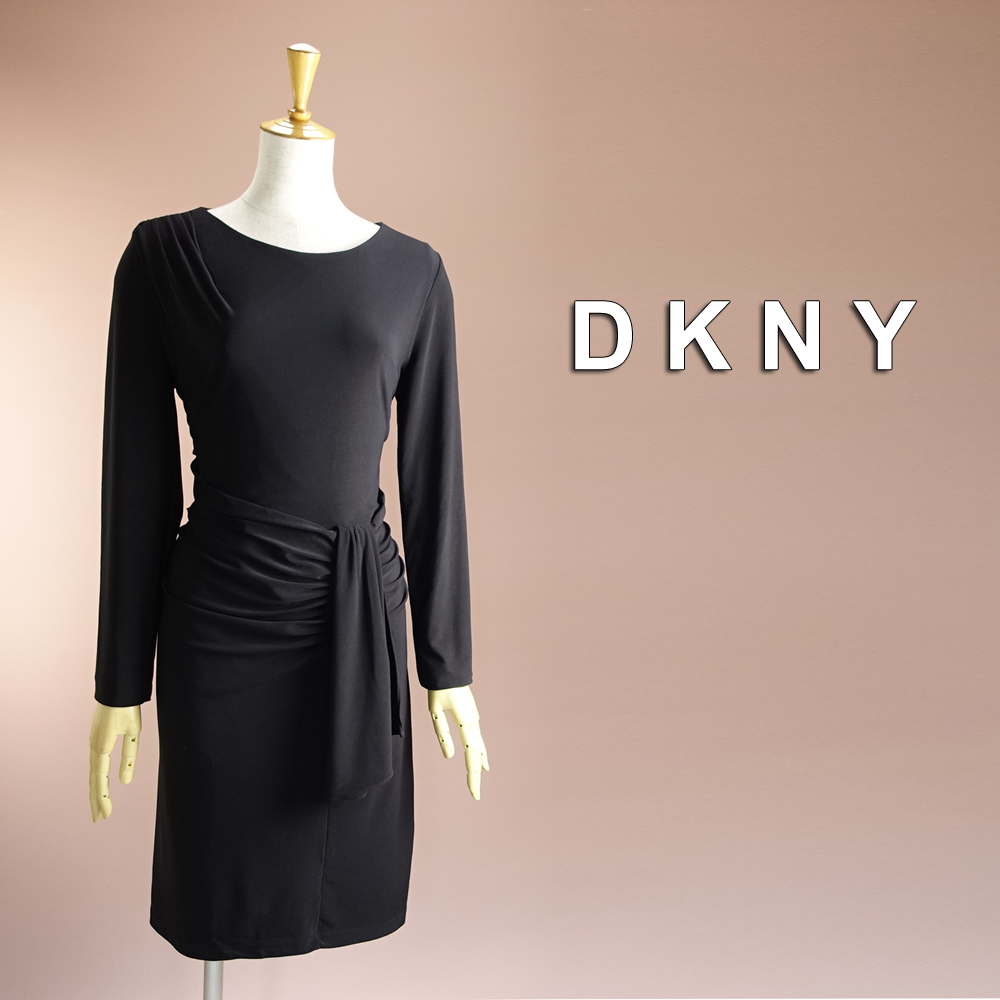 新品 DKNY 12/17号 ダナキャラン 黒 ワンピース パーティドレス 長袖 ブラック 大きいサイズ 結婚式 二次会 フォーマル お呼ばれ 凛42K1507_画像1