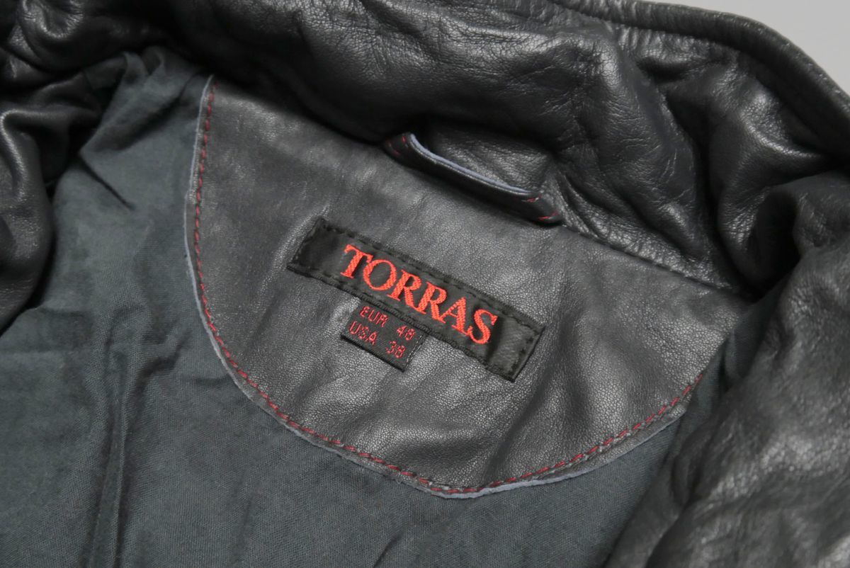 GN9570//*トーラス/TORRAS*メンズ48/羊革/ラムレザーコート/レザーダッフルコート/グレー_画像10