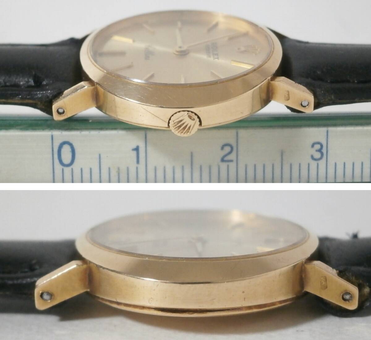 稼働品 K18 ROLEX Cellini 手巻き 19石 レディース 腕時計 2針 18K Gold ケース ロレックス チェリーニ オーバル 楕円型 _画像3