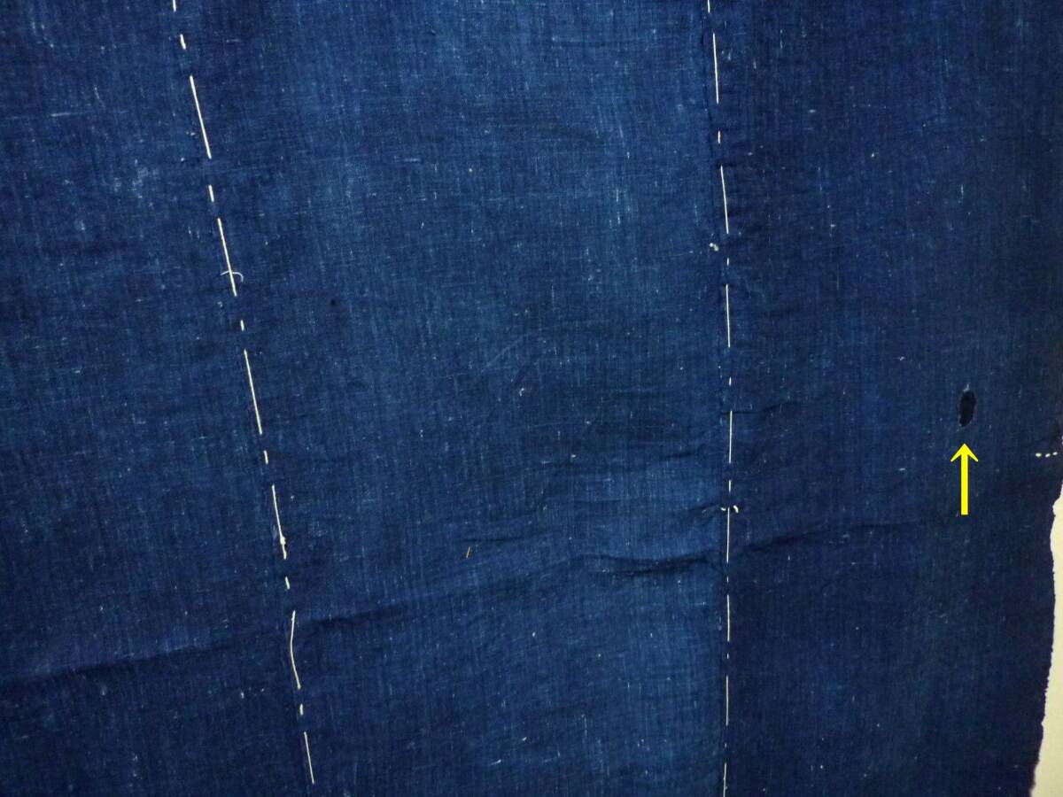 【古古布】手織り藍染木綿布団地5幅　継ぎ接ぎ　風合い良し　明治期？_画像4