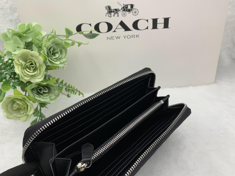 コーチ COACH 長財布 財布 メンズ ブラック 黒 エンボス シンプル プレゼント 贈り物 ギフト ロング ジップ 新品 ファッション F60735 C202_画像8