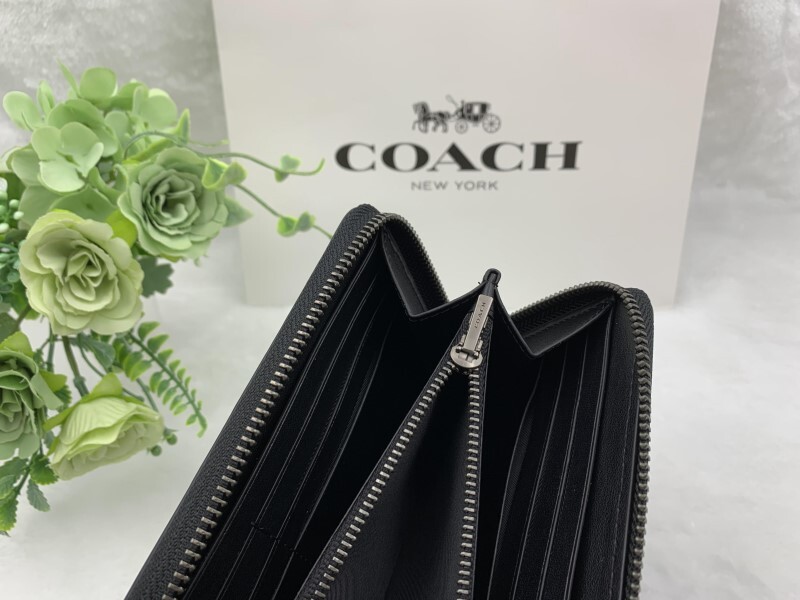 コーチ COACH 長財布 財布 アコーディオン ウォレット プレゼント 贈り物 ギフト ロング ジップ メンズ シンプル ブラック黒 F58928 A169_画像6