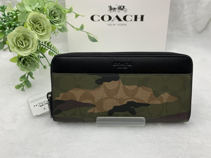 コーチ COACH 長財布 財布 迷彩柄 プレゼント 贈り物 ロング ジップ