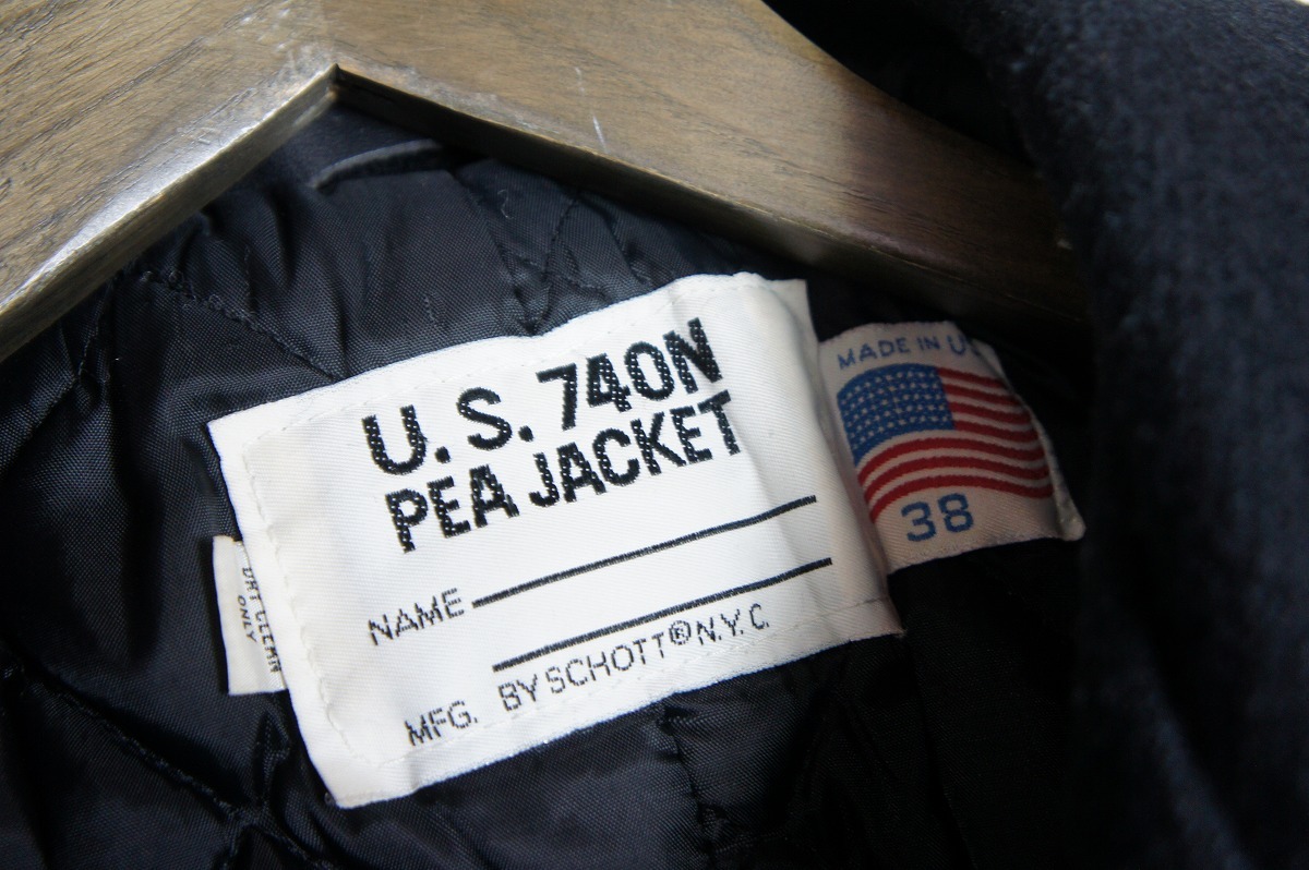 USA製 Schottショット U.S.740N PEA JACKET メルトン ウール Pコート ミリタリー ジャケット ピーコート 黒126O_画像4