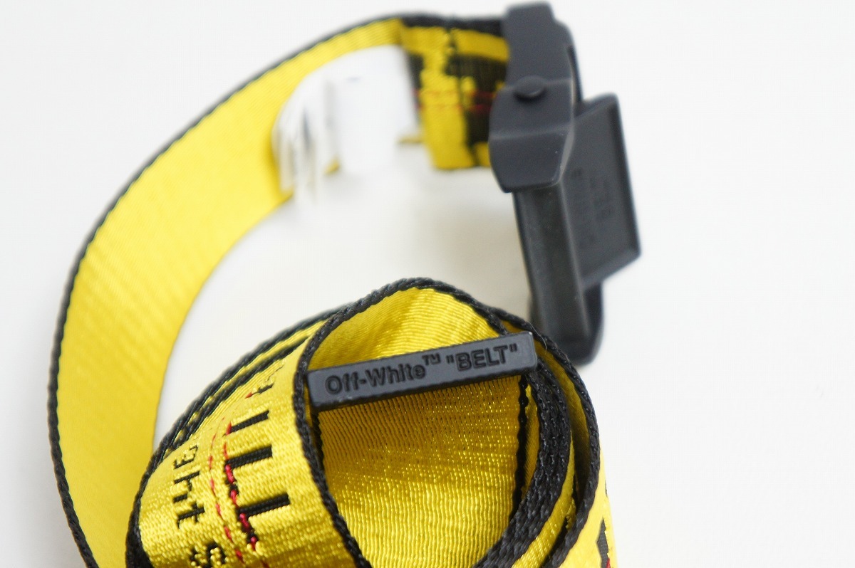 正規 美品21AW OFF-WHITE オフホワイト INDUSTRIAL BELT ジャガードロゴ ベルト OMRB021R21FAB001 本物 イエロー224O_画像5