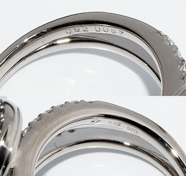 ポンテヴェキオ 指輪 K18WG ブラックダイヤ0.92ct ダイヤ0.82ct オープンハート__画像4