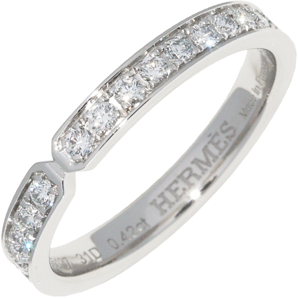 経典 エヴァーケリーPM ダイヤ31P(0.42ct) Pt950 指輪 エルメス ウェディングリング 00046_ H119668B 幅2.5ミリ 指輪