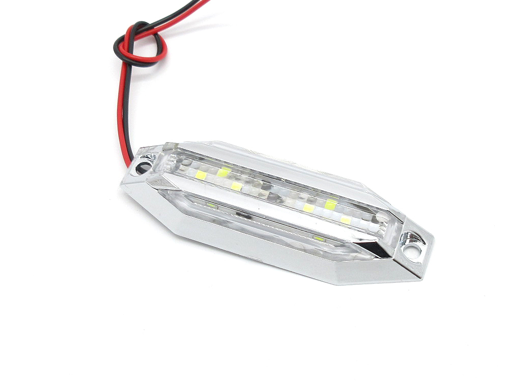 8LED マーカーランプ 12V 24V 兼用 白 ホワイト WHITE 008B 2個入 ◆ サイドマーカー 高輝度 カラーレンズ クロームメッキ トラック 汎用の画像4