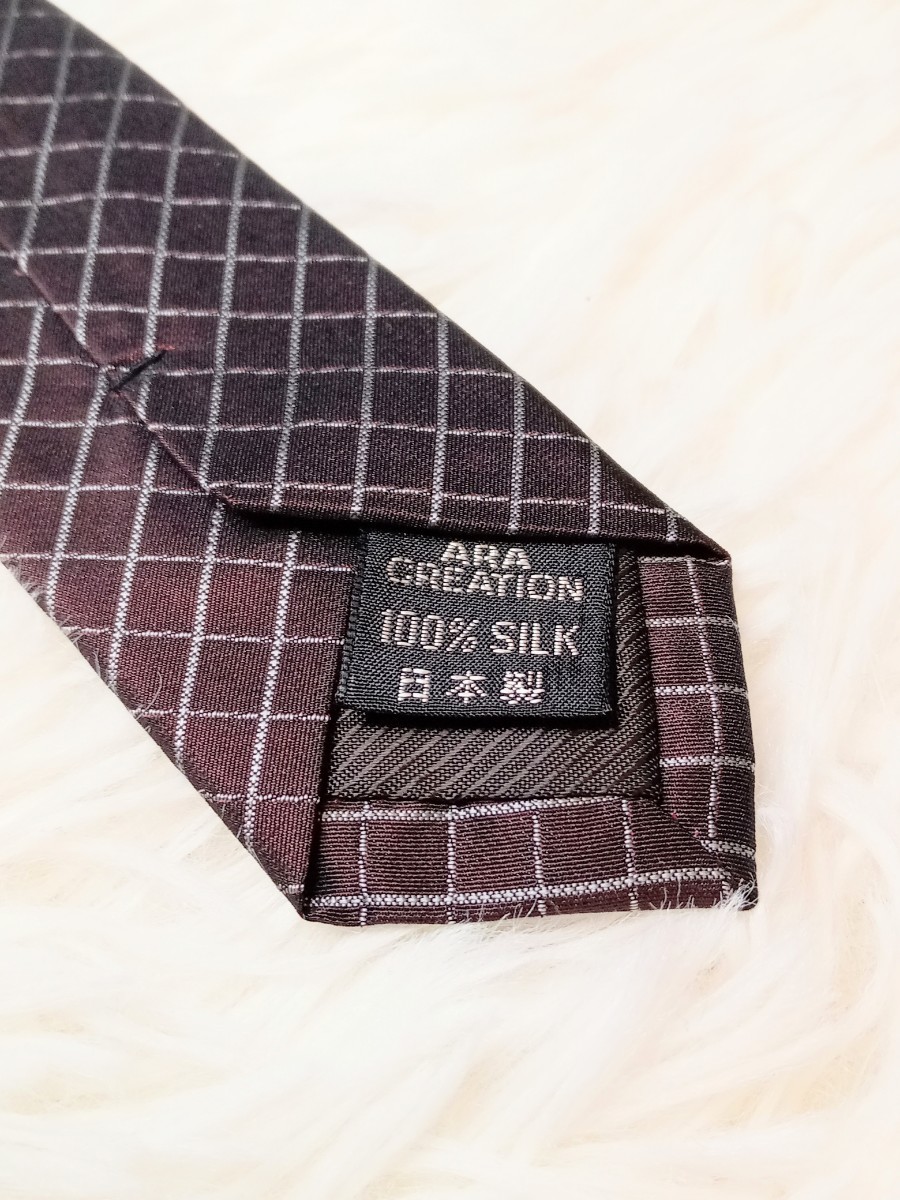  Calvin Klein Calvin Klein necktie light brown group Brown secondhand goods wrinkle equipped total pattern 100% silk 