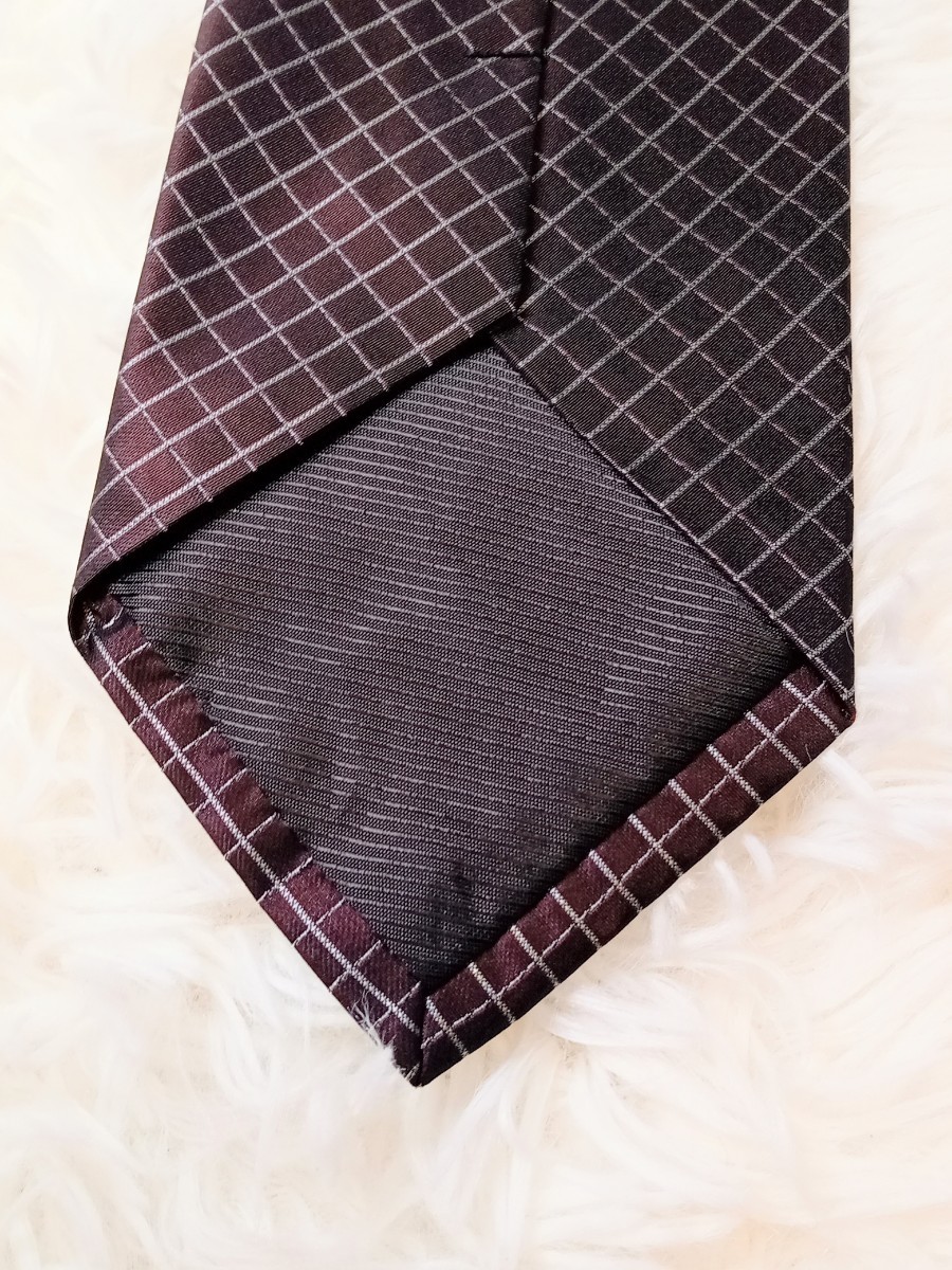 Calvin Klein Calvin Klein necktie light brown group Brown secondhand goods wrinkle equipped total pattern 100% silk 