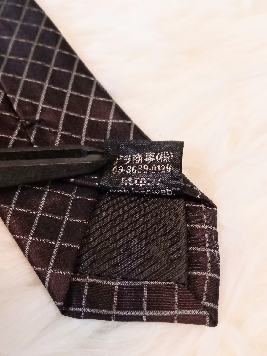  Calvin Klein Calvin Klein necktie light brown group Brown secondhand goods wrinkle equipped total pattern 100% silk 