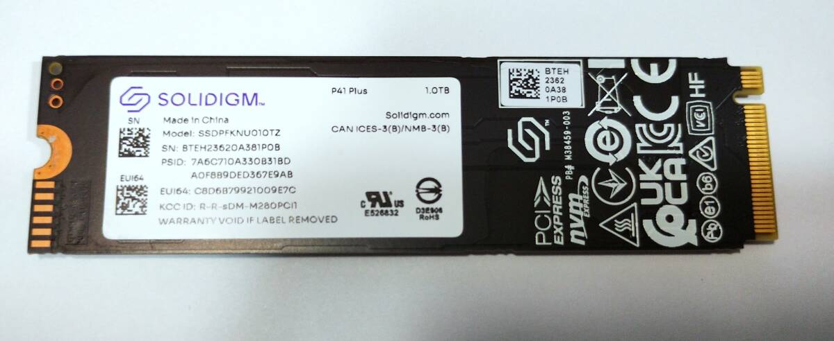 ●SOLIDIGM P41 Plus 1TB●M.2 2280 NVMe SSD●PCIe Gen4.0×4●ソリダイム_画像5