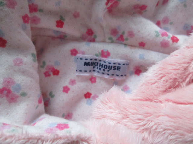 MIKIHOUSE ミキハウス マント コート フード付き 手袋 ソックス ピンク 花柄 70-90サイズ 子ども キッズ ベビー_画像3