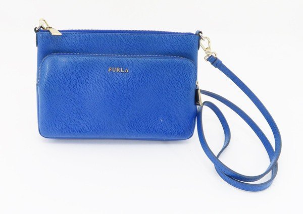 ◇【FURLA フルラ】レザー ショルダーバッグ ブルー_画像1