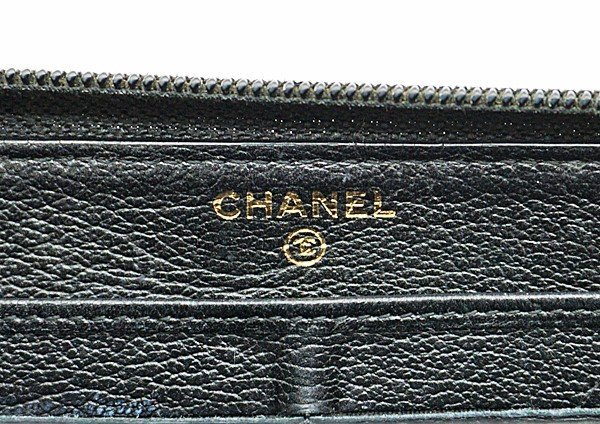 ◇【CHANEL シャネル】ココマーク カメリア ラウンドファスナー長財布 ブラック_画像5