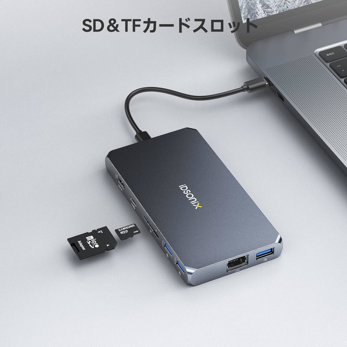 iDsonix ドッキングステーション Type C 10-in-1 ドッキング ステーション USB-C ハブ Typec HDMI 100W PD充電 USB-C 変換アダプタ_参考画像