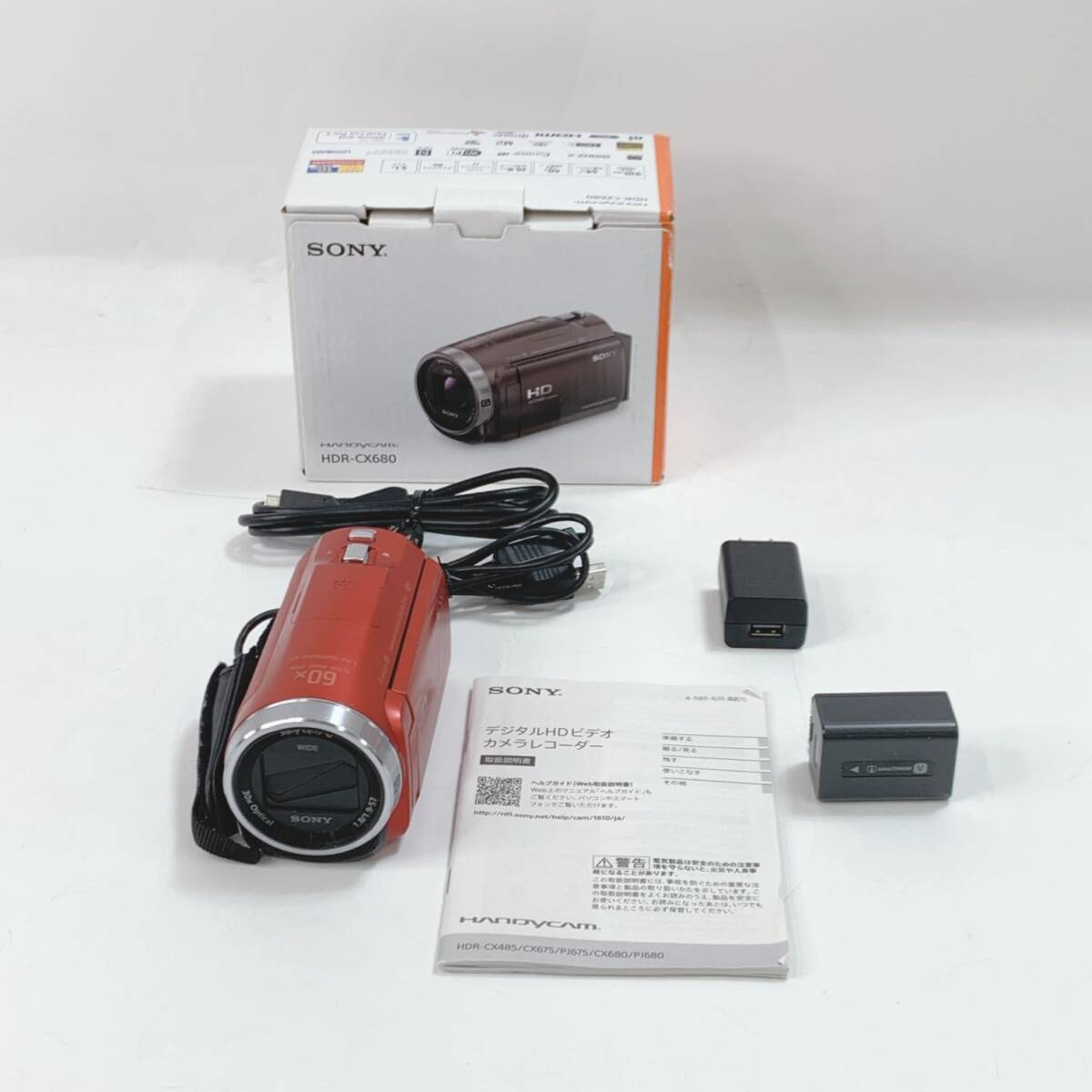 送料込み SONY ソニー ビデオカメラ Handycam HDR-CX680 光学30倍 内蔵メモリー64GB レッド HDR-CX680 C28-231028-002-C_画像1