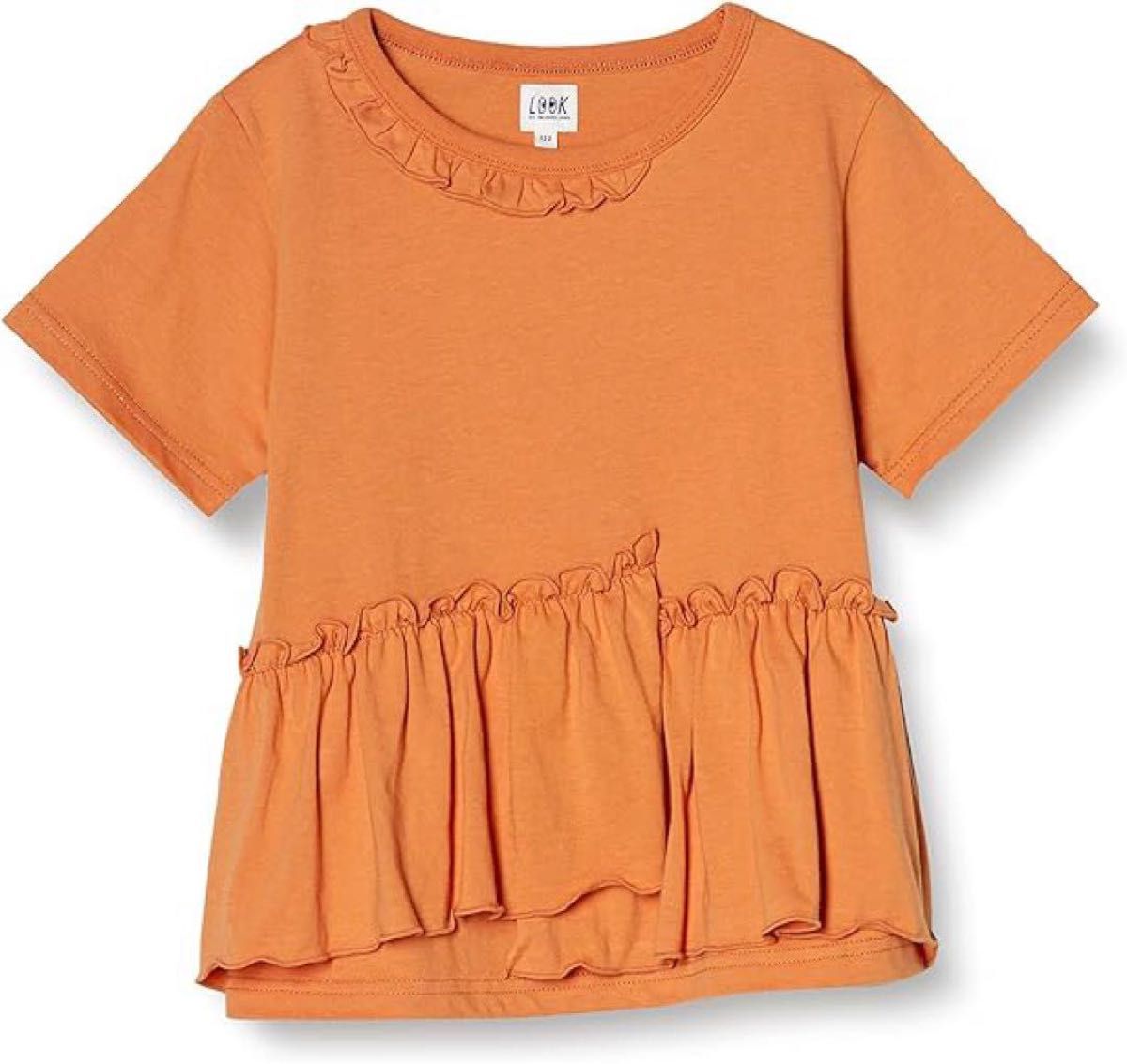 ラッフル Tシャツ チュニック 子供 オレンジ 110cm 半袖  フリル