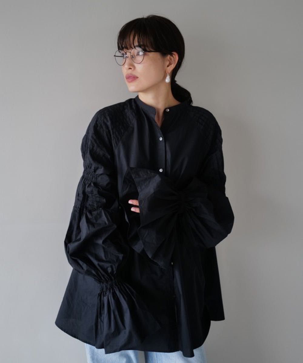 ETRE TOKYO キャンディースリーブタックシャツ ネイビー 長袖 紺 ETRE TOKYO キャンディースリーブタックシャツ ネイビー 長袖 紺