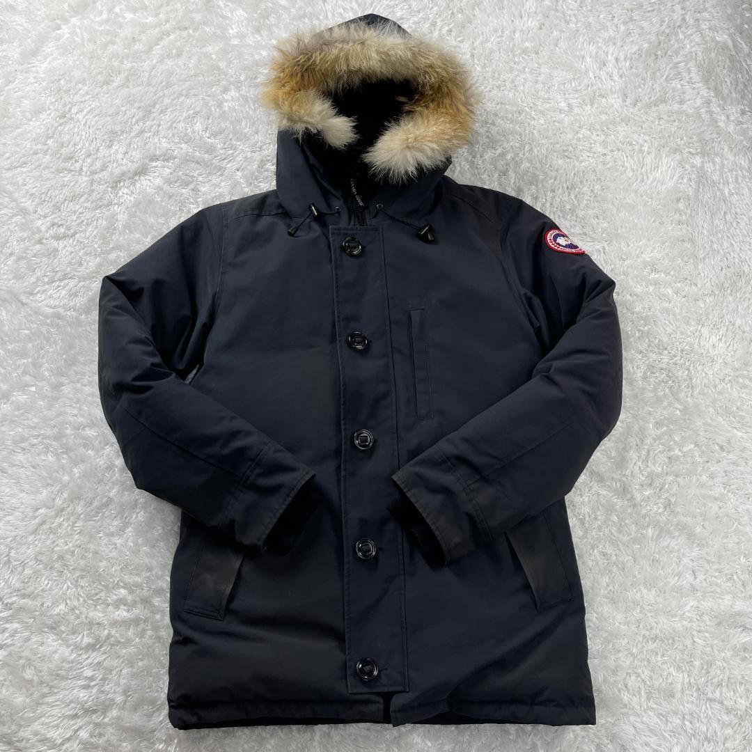 人気モデル◎ カナダグース ダウンジャケット シャトーパーカー ザザビーリーグ 3426MA ファー付き CANADA GOOSE ネイビー ワッペン