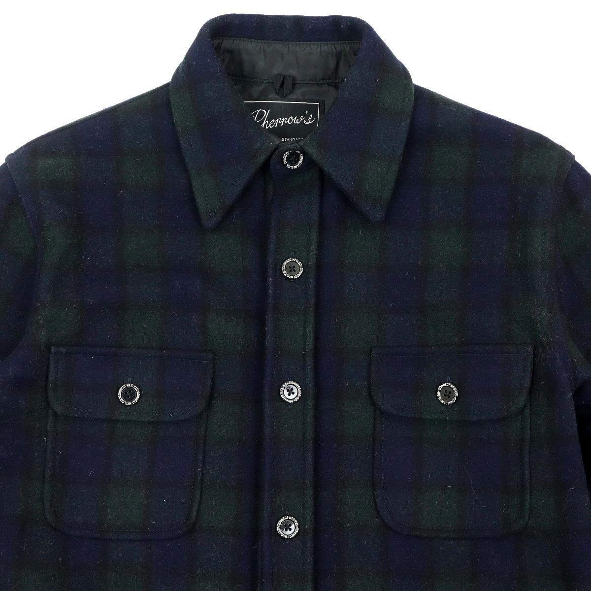 【B2872】【ビッグサイズ42】Pherrow's フェローズ CPOシャツジャケット ウールジャケット チェック_画像9