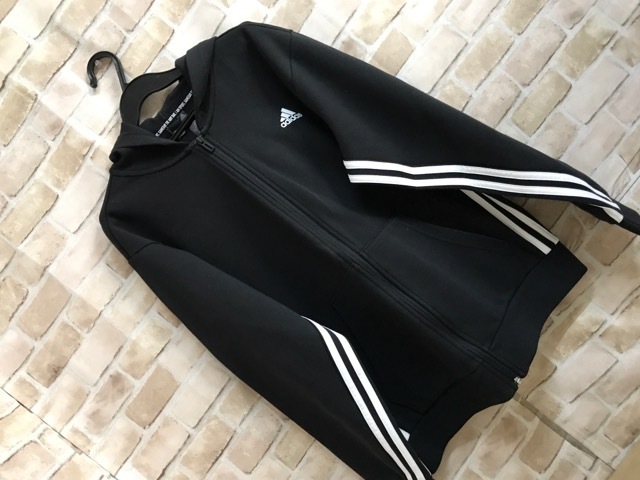 d15048●adidas　アディダス　スウェットパーカー　ブラック　メンズ　L_画像1