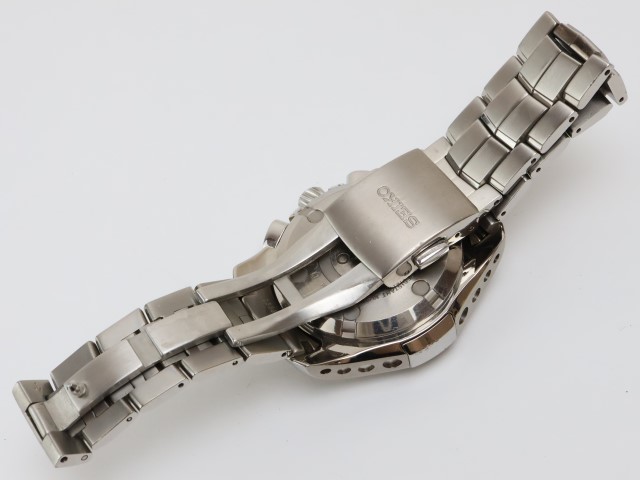 2402-532 セイコー 自動巻き発電式 腕時計 SEIKO 7L22 0AK イグニッション キネティック クロノグラフ チタン 日付 レザーベルト_画像5
