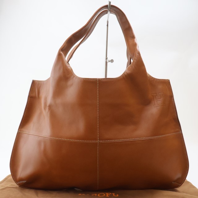 2402-43 Hirofu handbag tote bag HIROFU leather made Brown 