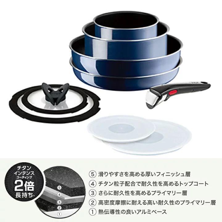 ☆送料無料☆新品☆ T-fal インジニオ・ネオ ロイヤルブルー インテンス セット9 L43792 ガス火専用 フランス製 収納 取っ手の取れる_画像3