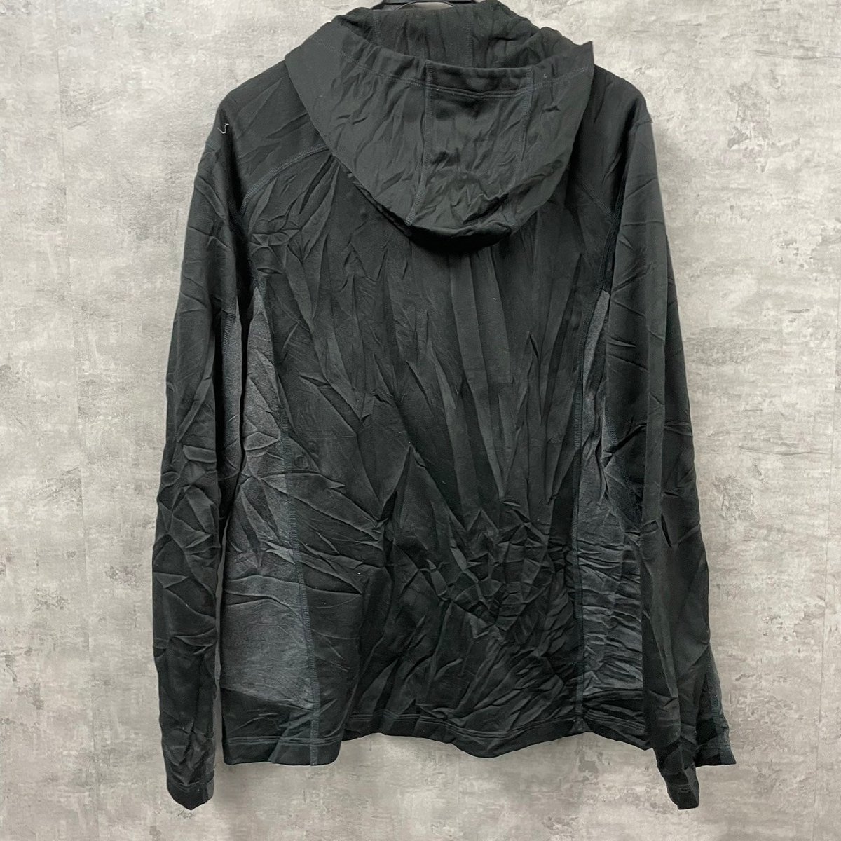 THE NORTH FACE ブラック レギュラー ジップアップ フーディー フード パーカー L/G ポイントロゴ RN61661 USA 海外輸入古着 T10100_画像3