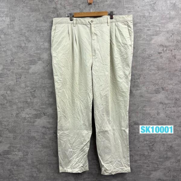 DOCKERS ホワイトベージュ ジップフライ ツータック チノパンツ W44L32 実寸W44in 大きいサイズ 40443-8102 USA 海外輸入 古着 SK10001_画像1