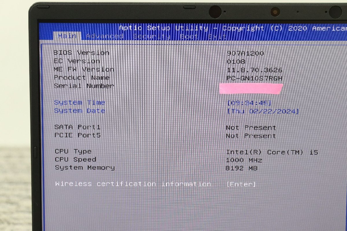 N【ジャンク品】NEC / PC-GN10S7RGH / CPU：core i5-10210Y@1.00GHz / メモリ：8GB / HDD：無_画像2